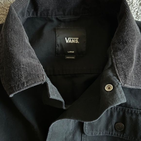 VANS Off the Wall Drill Chore Coat Shirt Jacket Corduroy collar BLACK Mens Large - Picture 3 of 6